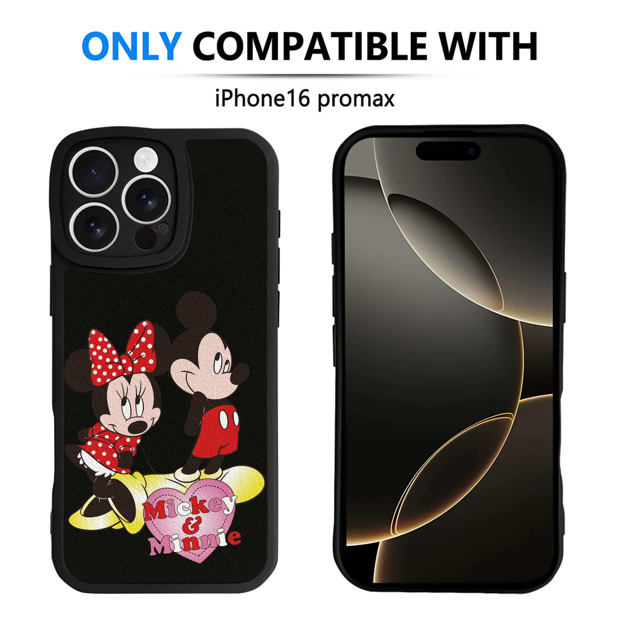 （画像用） ミッキーマウス Mickey Mouse 【iPhone 16シリーズ対応】シリコンスマホケース（レザー調） 材質：シリコン